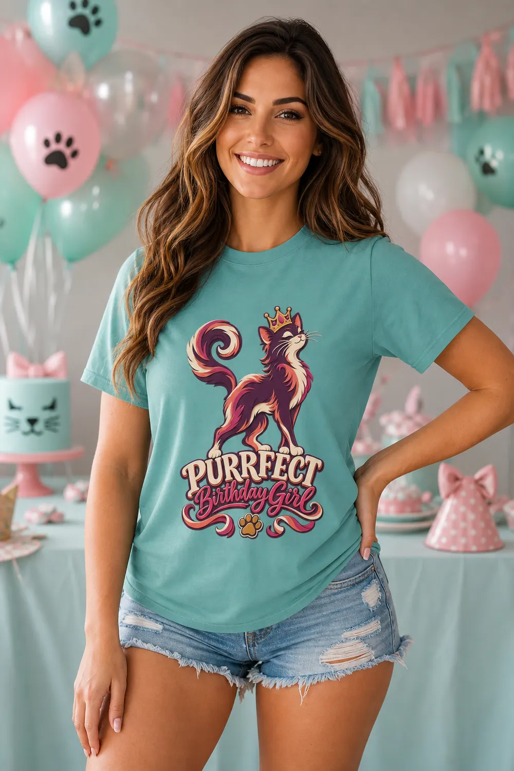 Purrfect Birthday Girl Cat Shirt