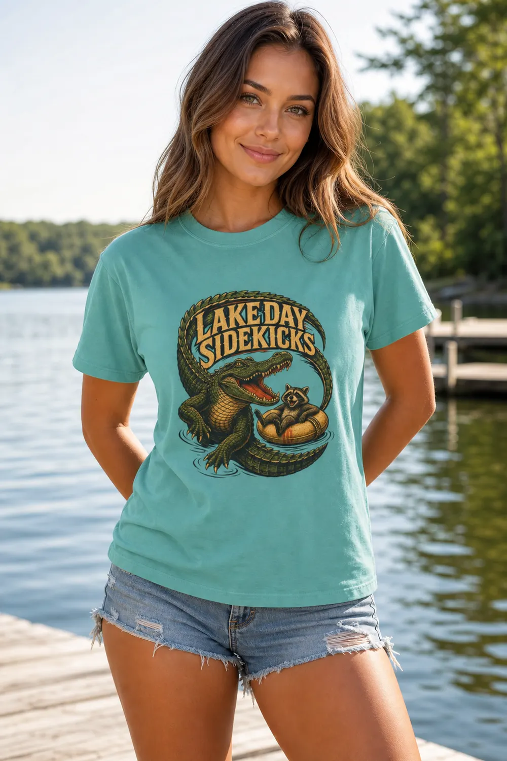 Lake Day Sidekicks Raccoon and Alligator Shirt