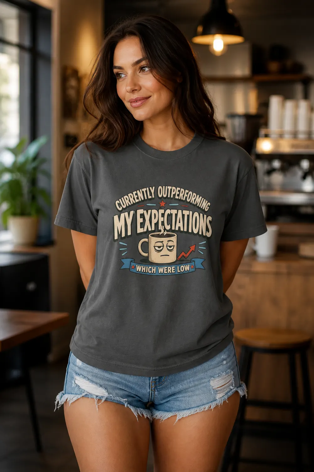 Currently Outperforming My Expectations Funny Coffee Shirt for Dry Humor Adults