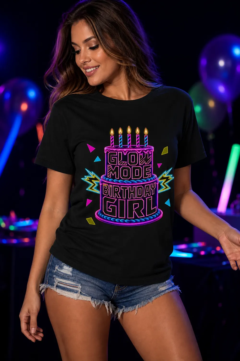 Glow Mode Birthday Girl Shirt