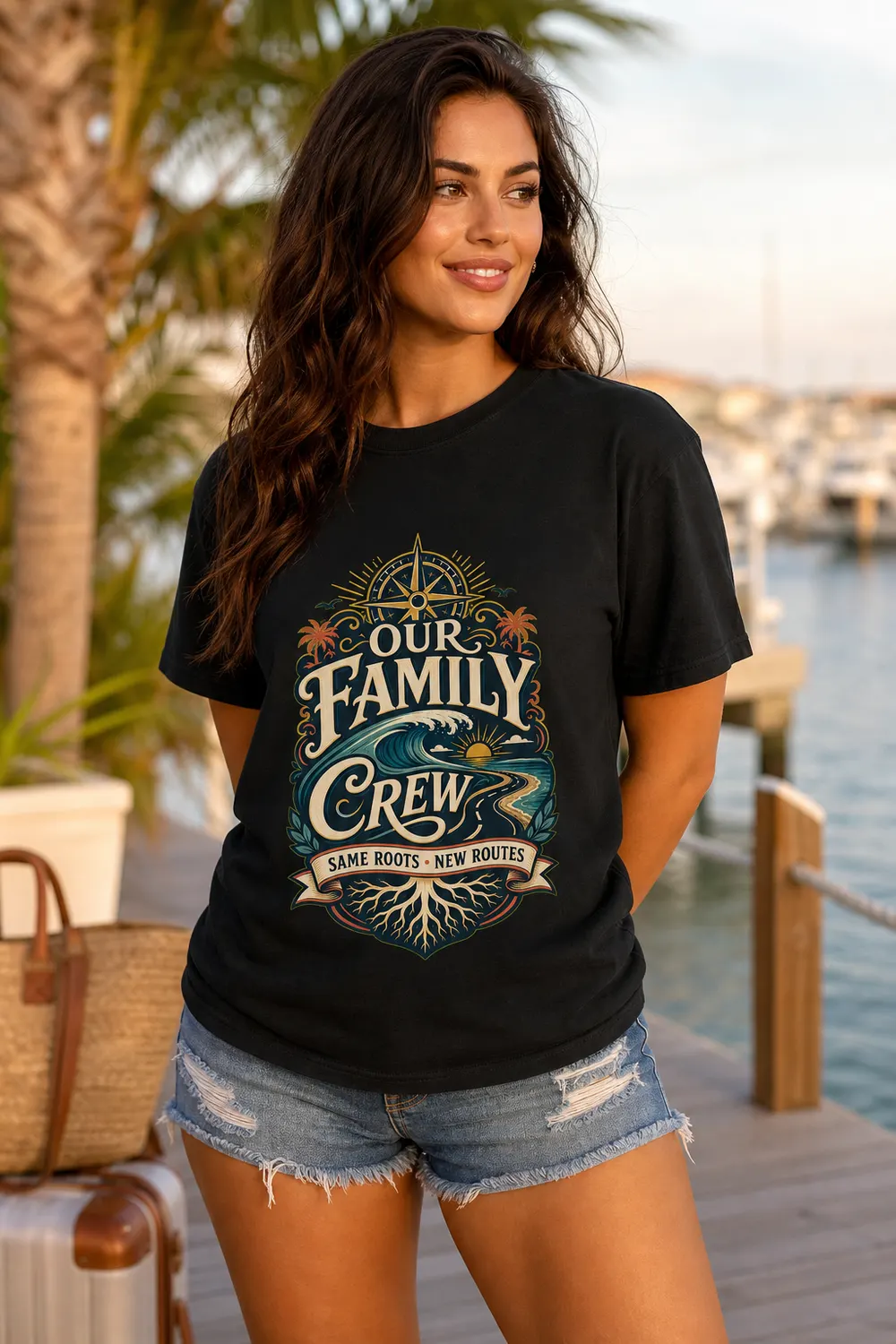 Our Family Crew Same Roots New Routes Family Vacation Shirt