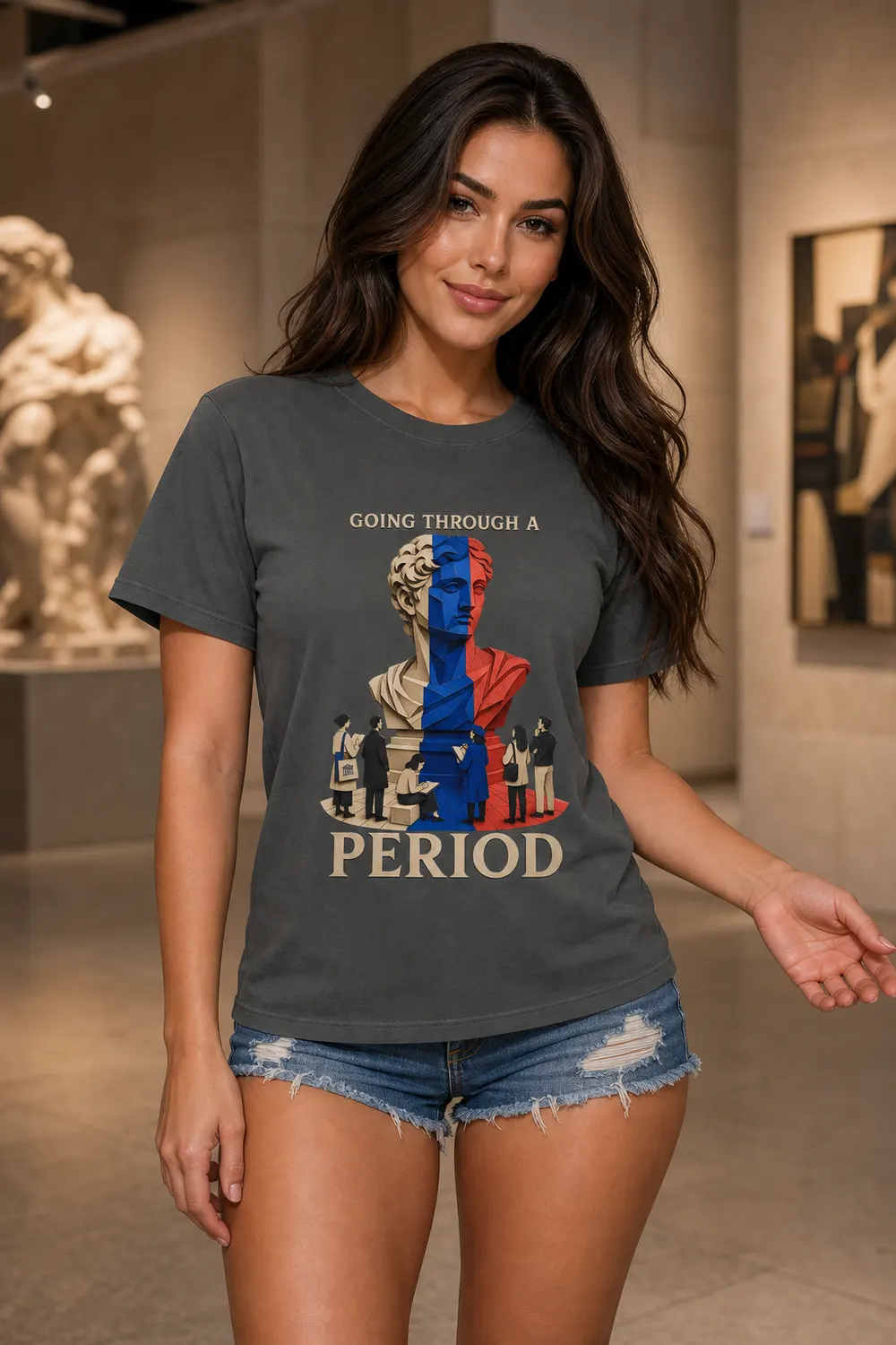 Going Through a Period Museum Bust Art History Shirt for Artists and Museum Fans