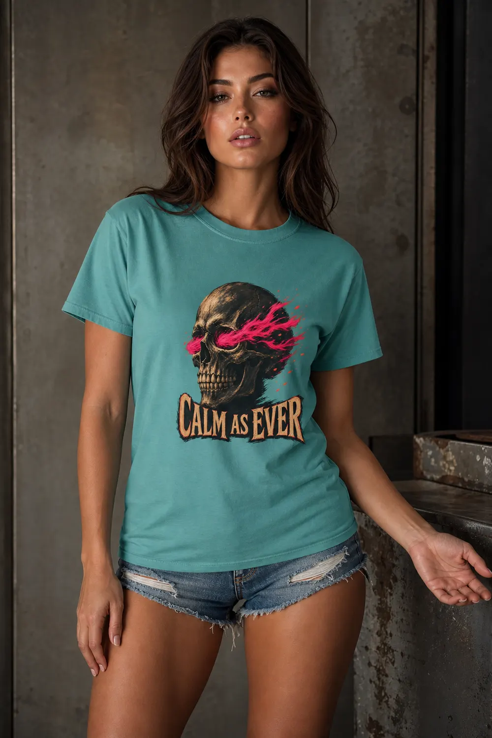 Calm As Ever Flaming Skull Shirt