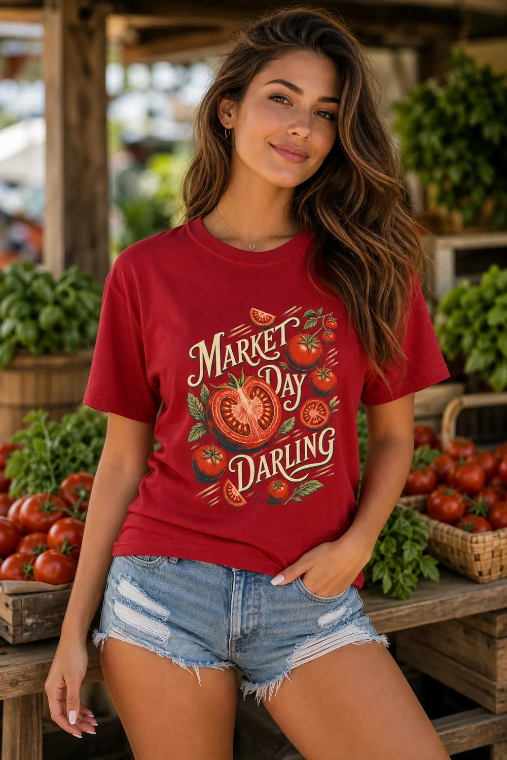 Market Day Darling Tomato Shirt for Farmers Market Lovers and Home Cooks