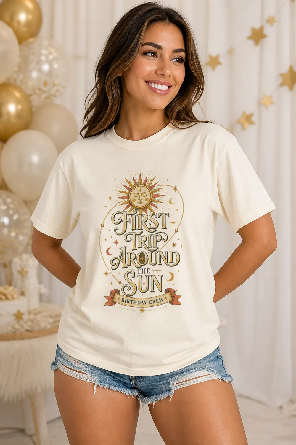First Trip Around the Sun Birthday Crew Shirt