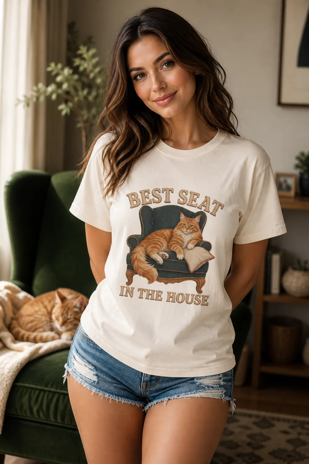 Best Seat in the House Orange Cat Shirt