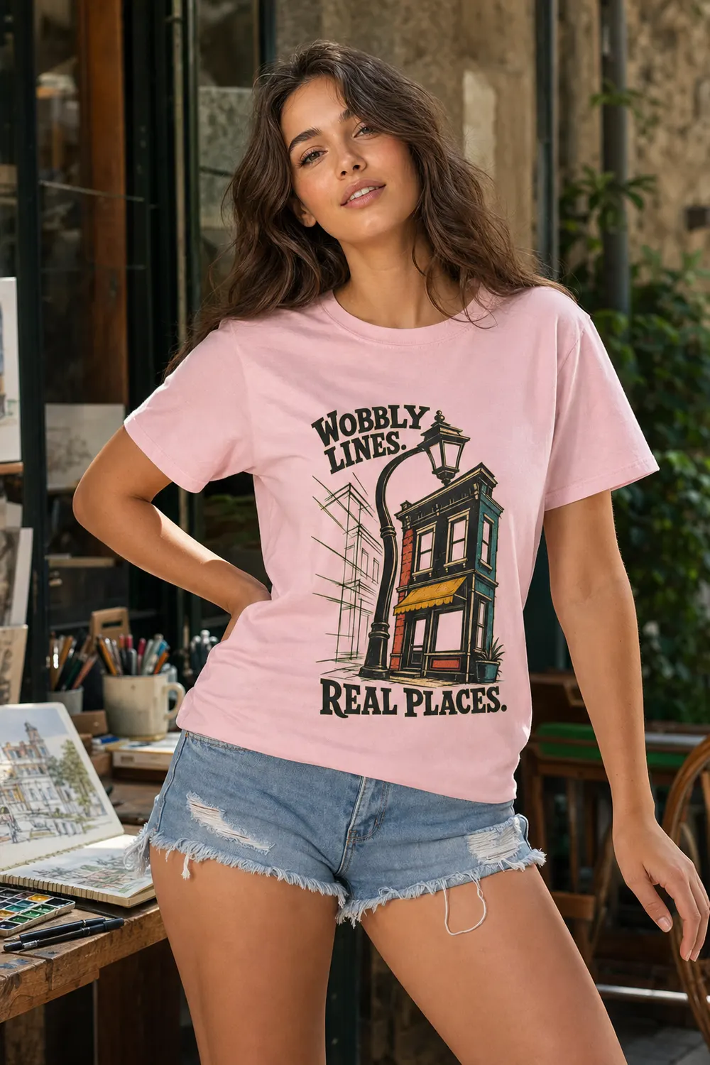 Wobbly Lines Real Places Urban Sketcher Shirt